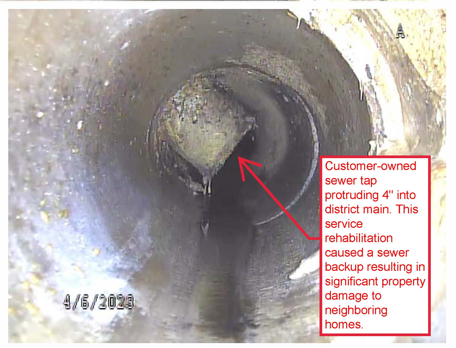 Example of a protruding sewer tap as described in the article. 